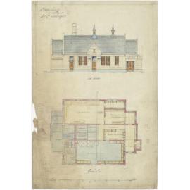 East elevation and ground plan for proposed laundry building, Seacliff