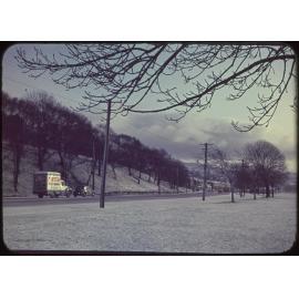 Princes Street and the Oval in winter