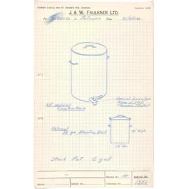 Sketch of stock pot for Gibsons & Paterson