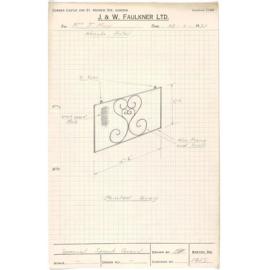 Sketch of special spark guard for Mrs J. Muir, Wanaka Hotel