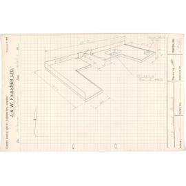 Sketch of stainless steel sink bench for Selwyn College