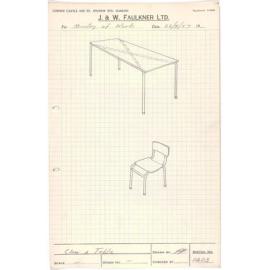 Sketch of chair and table for Ministry of Works