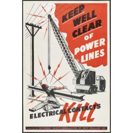 "Keep well clear of power lines Electrical contacts kill"