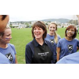 Harlene Hayne with Cumberland students at College Sports Day