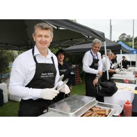 Kevin Seales, Harlene Hayne, and Richard Blaikie at College BBQ 