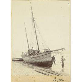 Beached fishing boat