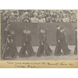 Naval cadets marching past the Admiralty stand on Jubilee Day