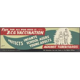 "Free For All Who Need It - B.C.G. Vaccination Protects Infants School Agers Young Adults Against Tuberculosis"