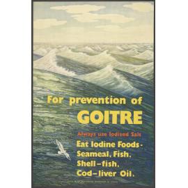 "For Prevention of Goitre Always use Iodised Salt Eat Iodine Foods - Seameal, Fish, Shell-fish, Cod-liver Oil."
