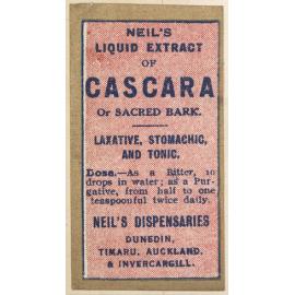 "Neil's Liquid Extract of Cascara Or Sacred Bark."