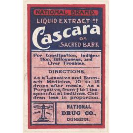 "National Brand. Liquid Extract Of Cascara Or Sacred Bark"