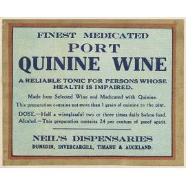 "Finest Medicated Port Quinine Wine"