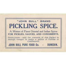 " "John Bull" Brand Pickling Spice."