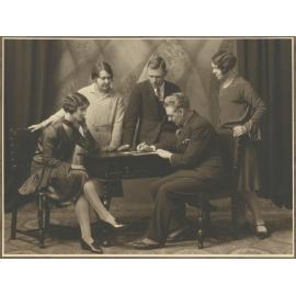 Unidentified group of five people, Dunedin Training College