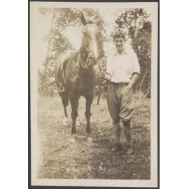 James Bertram with horse, 'Tauranga 1930'