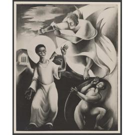 Angel and two figures by John Crockett