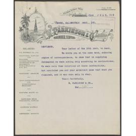 W. Parkinson & Co. letterhead