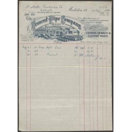 Cement Pipe Company billhead