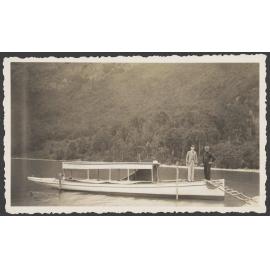 'Peter & Jock Edgar on the "Thelma" in Bob's Cove, Easter 1937'