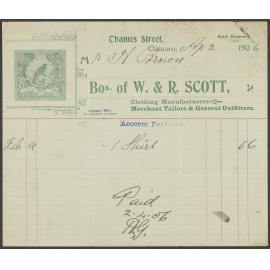 W. & R. Scott billhead