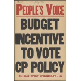 "Budget Incentive To Vote CP Policy"