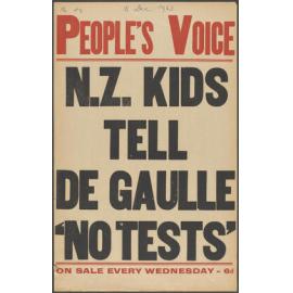 "N.Z. Kids Tell De Gaulle 'No Tests' "