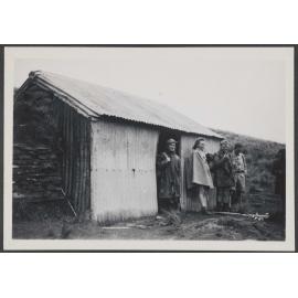 Rodney, Elizabeth Macnee, Hector, Charles Brasch at Shepherd's Hut, Xmas Creek, Silver Peaks in Easter