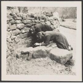 'Connie, Sybil - at the wishing well. Grayshott'
