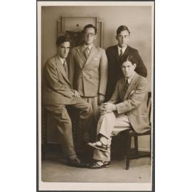 [Charles Brasch, unidentified man, Ian Milner, James Bertram]