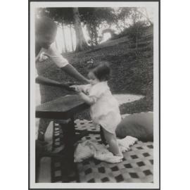 Unidentified woman and child