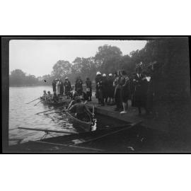 Women in boats and on jetty [Girl Guides]