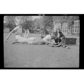 'The Abbey, June 1937. Ann, Hazel's legs, Lettsie, Mary, Kathleen Dunne, Barbara'