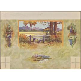 Chocolate box label with pastoral scenes