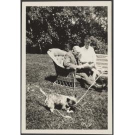 Willi Fels with an unidentified young boy [Jeremy Stamers-Smith] and dog