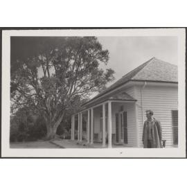 Resident and house, Waitangi, November 1952