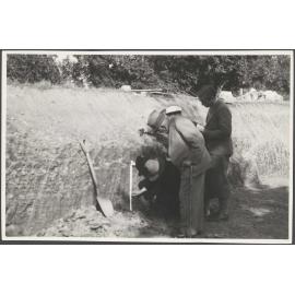 Willi Fels, G. DeGeer, Jan DeGeer and Rolf DeGeer measuring varves