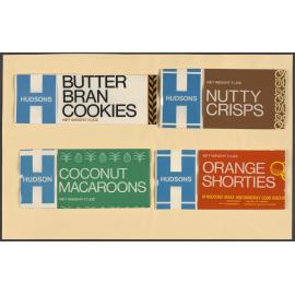 Hudsons Butter Bran Cookies, Nutty Crisps, Coconut Macaroons, Orange Shorties
