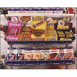 Cadbury point-of-sale multilock bins (filled)