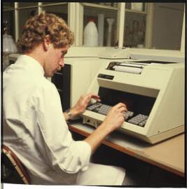 Man at Chromatography Data Station in Cadbury laboratory