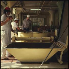 Cadbury production staff with biscuit-making machinery