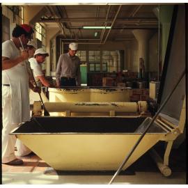 Cadbury production staff with biscuit-making machinery