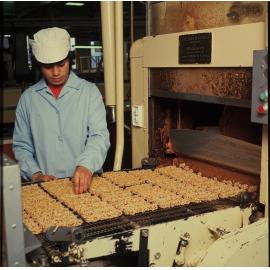Machinery operator with Cadbury Picnic bars