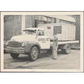 Cadbury Fry Hudson Bedford truck with driver Bin Frame
