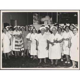 Staff group with Olive Smith on her retirement from Cadbury Fry Hudson