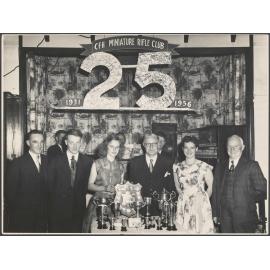 Cup winners with Club President at Cadbury Fry Hudson Small-Bore Rifle Club Silver Anniversary Celebrations