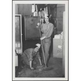 Lyn Sutherland and friend in Boxroom