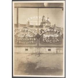 Cadbury Fry Hudson window signage at J.C. Rigby & Son tea rooms