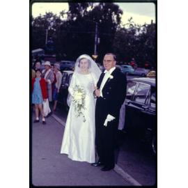 Elizabeth Walsh with her father, Sir John Walsh, on her wedding day
