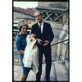 Elizabeth and Murray Hanan with their son David, on the day of his christening