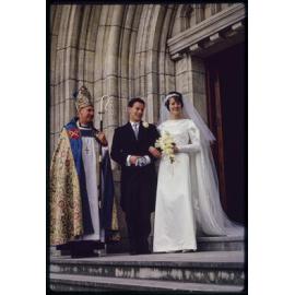Leslie and Patricia Holborow with the Most Rev. Allen Johnston  on their wedding day